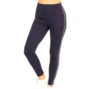 SPANX XL The Perfect Pant Hi-Rise Ponte Navy Blue‎ White Stripe Leggings